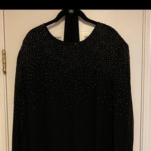 Dana Buchman Black Silk Beaded Dress with scarf